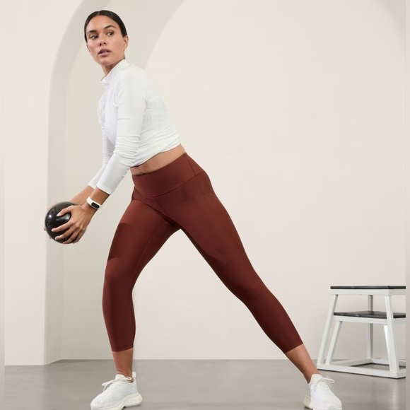 Athleta Accelerate 7/8 Tight Size XL Rust Burgundy Maroon Orange - Picture 1 of 7